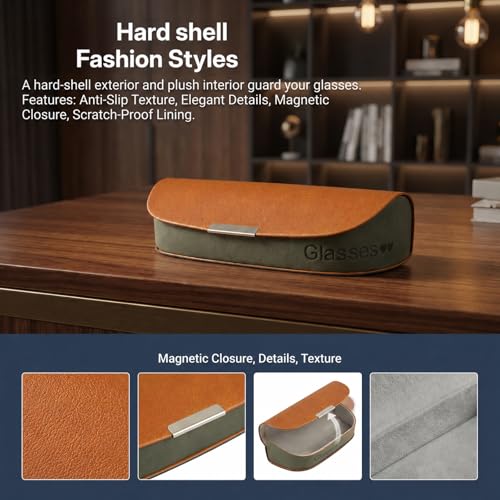 Glasses Case hard shell,3-in-1 Sunglasses Case & Eyeglass Case with Cleaning Cloth & Storage Pouch - color: Linght Orange