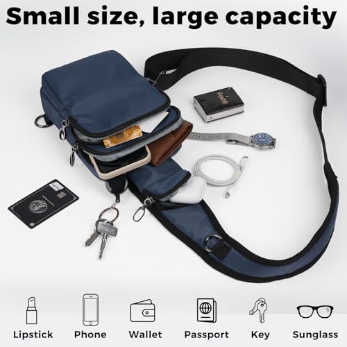 VADOO Sling Bag, Crossbody Bag with Zipper Lock, RFID Blocking & Water Resistant for Men and Women - color: Blue