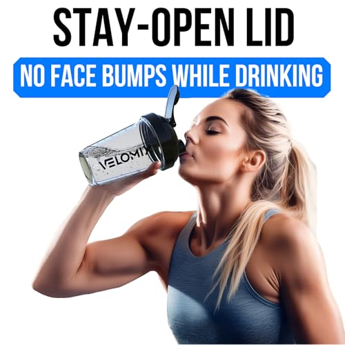 VELOMIX -2 Pack- 20 oz Protein Shaker Bottles for Protein Mixes - 2x Wire Whisk | Leak Proof Shaker Cups for Protein Shakes and Pre Workout | Protein Shaker Bottle Pack (Clear Prime) - color: A2) Clear Prime