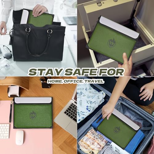 2 Pockets Fireproof Document Bag 6200°F, 10 Layers Waterproof Fireproof Money Bag for Cash with Reflective Strip, Heat Insulated Waterproof Document Holder Pouch, Fire Safe Storage (Green) - color: Green