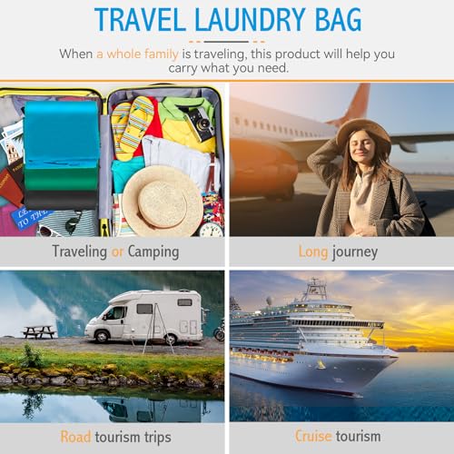Isink Extra Large Heavy Duty Laundry Bag - 28" x 40", Travel Laundry Bag for Dirty Clothes, Light Blue - color: Extra Large Laundry Bag With Handles (Light Blue)