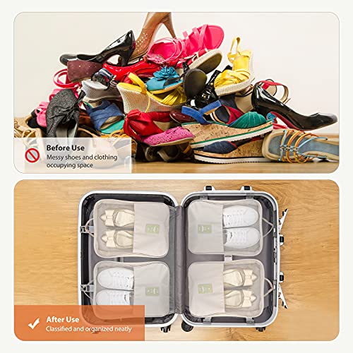Travel Shoe Bag Holds 3 Pair of Shoes, Hezelf Shoe Storage Pouch for Travel and Daily Use, Travel Suitcase Shoe Organizer, Waterproof - size: Beige
