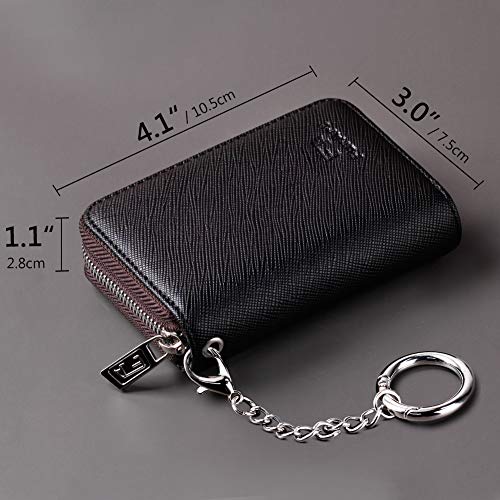 FurArt Zipper Wallet Women, RFID Blocking Credit Card Wallet, Business Card Holder, Compact Size KeyChain Wallet - color: Black