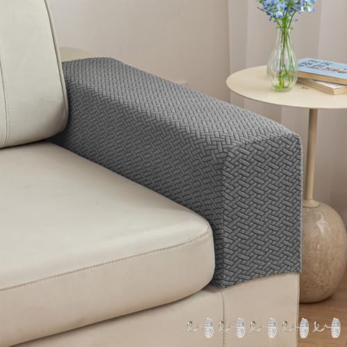 Yoovat Couch Arm Covers Sofa Arm Cover armrest Covers for Sofa Couch Armrest Cover Chair Arm Cover Set of 2 (Texture-Gray,Large (Set of 2)) - color: Texture-gray, size: Large (Set of 2)