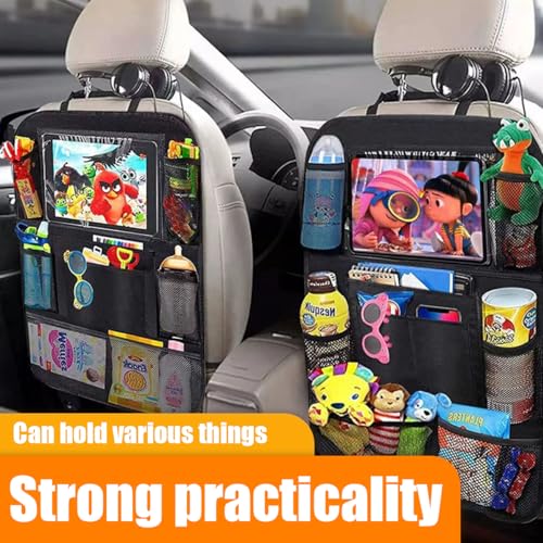 ZIMISI Car Backseat Organizer, Oxford Cloth Kick Mats Back Seat Protector with 9 Pockets & Clear Tablet Holder, Universal Waterproof Car Road Trip Essentials Storage Accessory (2PCS) - size: 2PCS