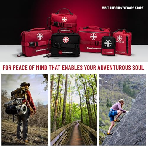 Surviveware 238 Pcs Comprehensive Premium Survival First Aid Kit - Medical Emergency Kit for Travel Camping Gear, Home Essentials & Outdoor Emergencies - Survival Kit - style: Large