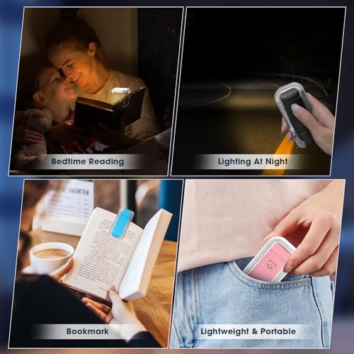 VZZNN 12 Pack Reading Light,Rechargeable Book Light for Reading in Bed,Clip-On Book Lights with 3 Color Temperature,Bulk Gifts for Book Lovers Kids Adults(White) - color: White