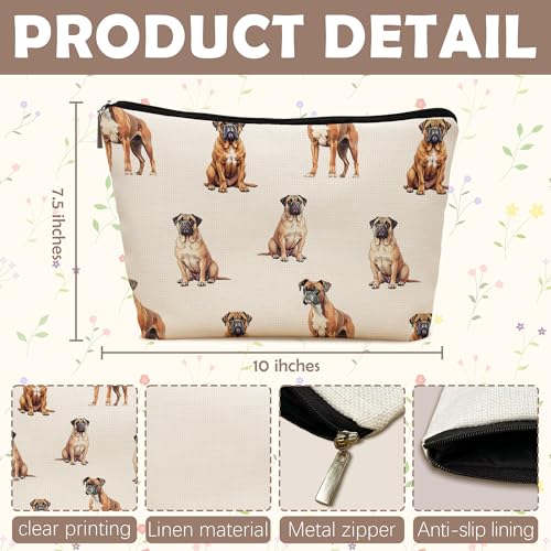 Boxer Dog Makeup Bag, Boxer Lovers Gifts Cosmetic Bag for Women, Dog Mom Lovers Owner Gifts for Women Christmas, Pet Lover Gift Zipper Travel Makeup Pouch for Purse - color: boxer