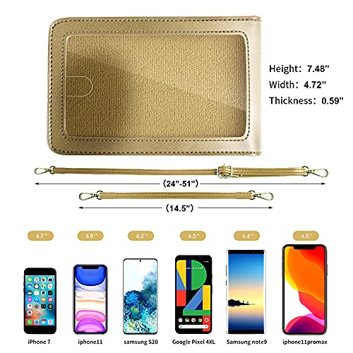 Crossbody Cellphone Purse Women Touch Screen Bag RFID Blocking Wallet Handbag Shoulder Strap - color: Gold-small, size: Small
