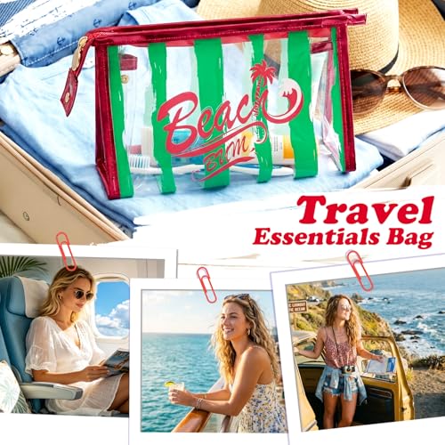 COSHAYSOO Sunscreen Bag Clear Makeup Toiletry Pouch Beach Vacation Essentials for Women Teen Girls Trip Gifts Summer Pool Travel Must Have Accessories Waterproof Stuff - color: Multi-Beach Bum