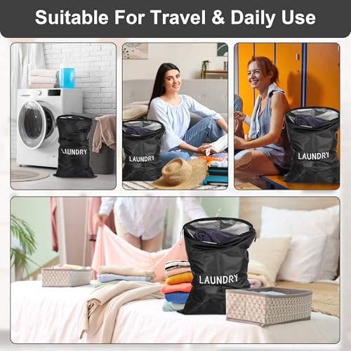 4Pcs Travel Laundry Bags, Dirty Clothes Travel Bag, Waterproof Wet Bags with Zips, Reusable Wet Dry Bag for Swimming Yoga Dance Clothes (Black) - color: Black