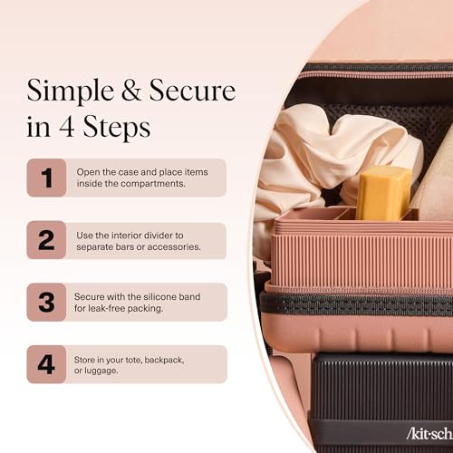 Kitsch Shampoo & Conditioner Sampler Set with 4-Compartment Travel Soap Case – 2-Piece Hair Care Bundle