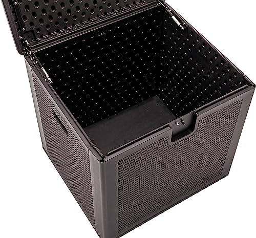 BTEXPERT 80 Gallon Large Deck Box Outdoor Storage Container for Patio Furniture Garden Tools Cushions Pool Supplies Sports Equipment Waterproof Lockable Steel Metal insert rod UV Resistant Resin