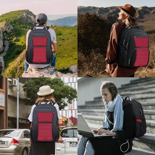 ANTERK Extra Large Backpack, Travel Laptop Backpack, Sturdy TSA Water Resistant 17.3 Inch Carry on Backpacks, Anti Theft Business Computer Backpacks Gifts for Men Women, Red - color: Red, size: 17 inch