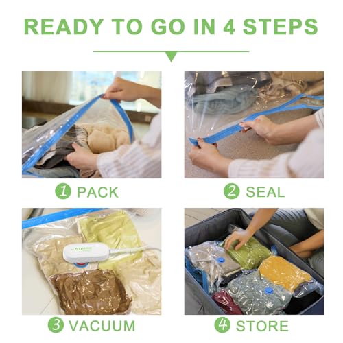 15 Pack Vacuum Seal Bags for Clothing Travel with -60000Pa USB Pump, Save 80% of Space for Clothes (15 Combo) - size: 15 Combo