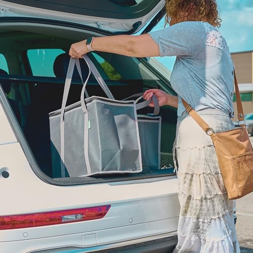 Creative Green Life XL Insulated Reusable Grocery Bags (2-Pack) - Premium Quality Cooler Bags with Hard Bottom Insert, Stands Upright, Washable - color: Navy Blue