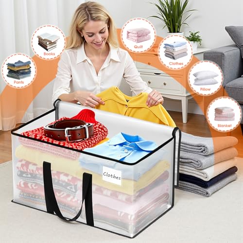 Fab totes Moving Bags Extra Heavy Duty Oversized Clear Storage Bags with Reinforced Handle and Double Zippers,Moving Supplies Totes for Storage Packing Dorm Room Essentials Alternative to Moving Boxes - size: 88L