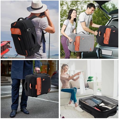 Lumesner Carry on Travel Backpacks, Extra Large 40L Flight Approved Bag for Men & Women,Expandable Suitcase Backpack With 4 Packing Cubes,Water Resistant Luggage Daypack Business Weekender Bag, Black - color: Black