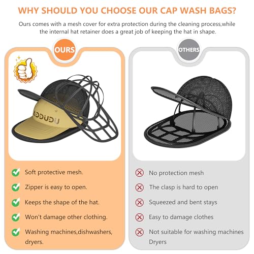 Hat Washer Cage, Snap-Lock Design, Foldable & Portable for Washing Machine Dryer Dishwasher - color: Black-1-Pack