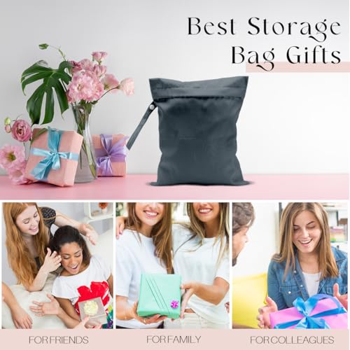 Waterproof Wet Bag for Swimsuit, Travel Beach Wet Dry Bag, Hidden Zipper Reusable Gray Wet Bags, for Travel Beach Wet Swimsuits Toiletries Diapers Dirty Gym Clothes Laundry Bag - color: Pure gray