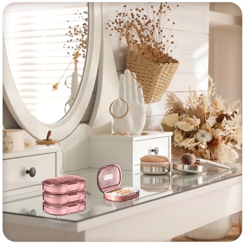 Kigley 4 Pcs Hair Tie Container Small Portable Travel Cotton Swab Holder Flosser Dispenser with Lid Plastic Box Storage Containers for Small Items, 3.94 x 2.76 Inch (Pink) - color: Pink