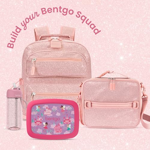 Bentgo Kids Lunch Bag - Double-Insulated, Reusable Lunch Bag for Kids 3+ with Adjustable Strap; Holds Lunch Box/Water Bottle/Snacks; Easy-Clean, Water-Resistant & Pockets (Glitter - Petal Pink) - color: Glitter Edition - Petal Pink
