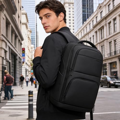 FENRUIEN Business Laptop Backpack for Men, Anti-Theft Travel Backpack with USB Charging Port, Water-Resistant Computer Pack Fits 15.6" Laptop, TSA-Friendly Commuter Daypack, Black - style: Regular Backpack