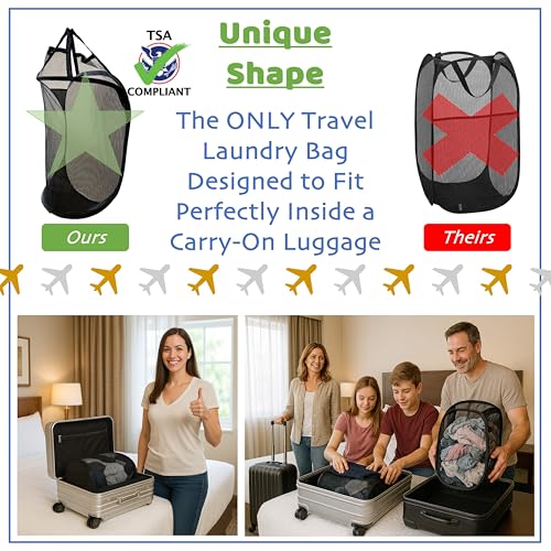Travel Laundry Bags for TSA Compliant Carry On Luggage. Laundry bag travel, Travel Essentials, Cruise Essentials 2025, Luggage Sets, Packing Cubes (Black, 2-Pack)