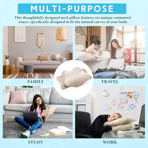 Hahafelt Cooling Cervical Neck Pillowcase Cover (Only Pillow Case) Ergonomic Pillowcase with Zipper Breathable Contour Pillow Cover for Side Back Stomach Sleepers(Champagne,Standard Size) - color: Champagne, size: Standard
