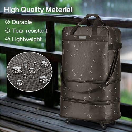 Hanke Suitcases with Wheels Expandable Foldable Luggage Bag Suitcase Collapsible Rolling Travel Bag Duffel Bag for Men Women Lightweight Suitcases without Telescoping Handle, Coffee - color: Coffee Upgrade Version