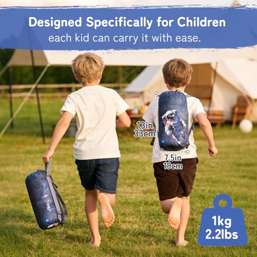 tuphen Kids Sleeping Bag - 50-77℉ 3-Season Waterproof Sleeping Bag for Boys & Girls, Lightweight 2.2 lbs Camping Gear with Compression Bag Ideal for Camping, Hiking, Indoor - color: Blue