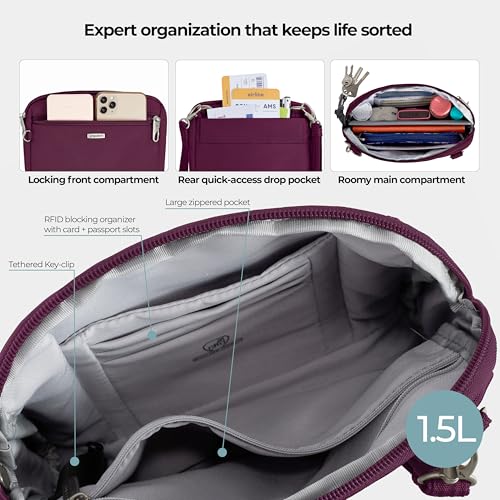 Travelon Anti-Theft Classic Convertible Crossbody & Waist Pack - color: Burgundy