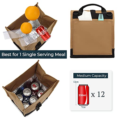 SUNNY BIRD Insulated Lunch Bag Rolltop Lunch Box Tote Bag for Women, Men, Adults and Teens (Brown) - color: Brown