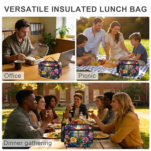 Dragonfly Lunch Bag Insulated Reusable Lunch Box Cooler Thermal Tote Bag For Teenage Boys Girls School Beach - color: Dragonfly
