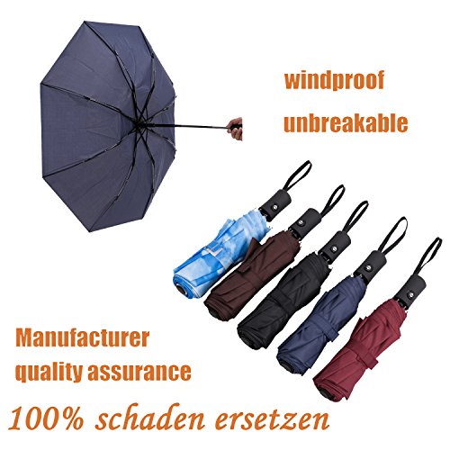 SY COMPACT Travel Umbrella - Windproof Automatic Compact Umbrella for Rain, Lightest 8-Rib, Small, Strong & Portable, Durable Grip, Fits Backpack & Car, Factory Direct (UV Available) - color: Red