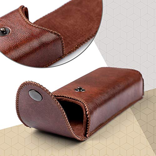 Hard Eyeglass Case With Belt Loop, PU Leather Glasses Case, Eyeglasses Cases, Reading Glass Case, Spectacles Box For Eyeglass, Classic Style Brown Eyeglass Case Small