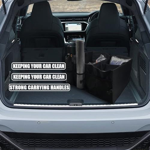 GLSOWEE Trunk Organizer for Car - Collapsible Car Storage Organizer with 3 Compartments - Foldable Car Trunk Organizer for SUVs & Sedans - Waterproof Storage Container Box Car Organizer (1PCS)