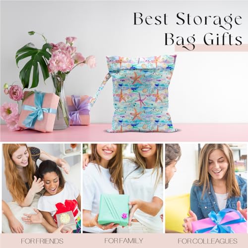 Wet Bag for Swimsuit, Beach Travel Essentials Wet Dry Bag, for Sunscreen Toiletry Dirty Clothes Yoga Gym Diaper, Friends Summer Beach Vacation Gifts. Starfish and jellyfish - color: Starfish And Jellyfish