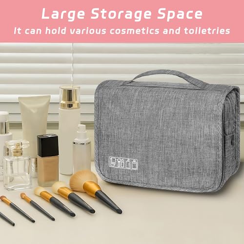 Toiletry Bag Travel Bag with Hanging Hook, Waterproof Shower Bathroom Hanging Toiletry Bag for Men Women,Small Multifunctional Makeup Cosmetic Bag,Portable Toiletries Bag Travel Organizer (Grey) - color: B4-Grey
