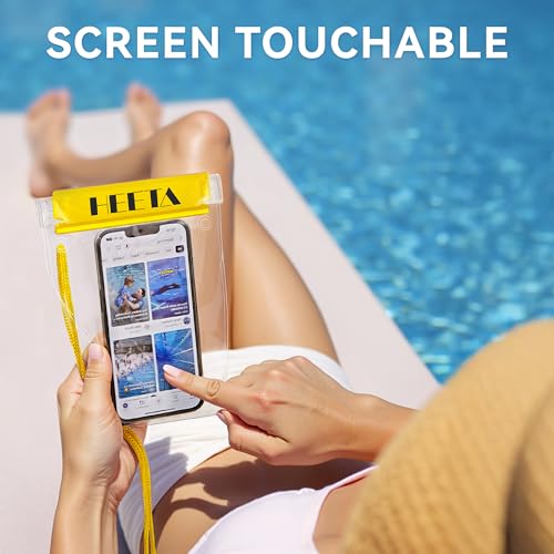 HEETA 5-Pack Clear Waterproof Dry Bag Pouch, Water Tight Cases Dry Bags Document Holder for Camera Mobile Phone Maps, Kayaking Boating - color: Yellow
