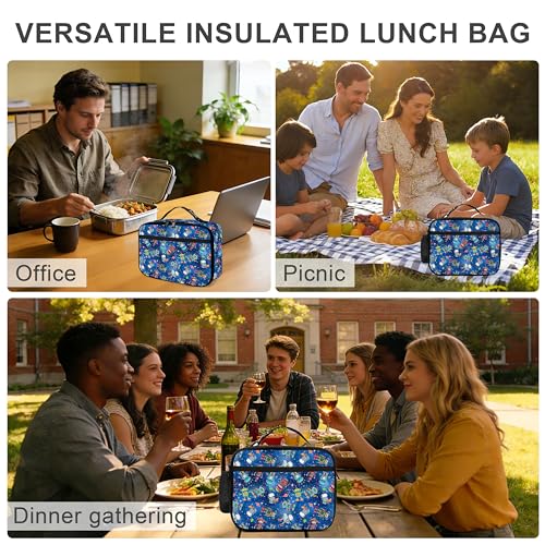 Robot Lunch Bag Insulated Reusable Lunch Box Cooler Thermal Tote Bag For Teenage Boys Girls School Beach - color: Robot
