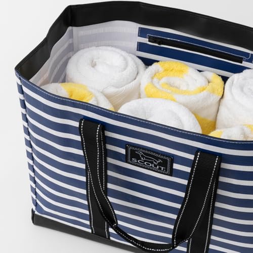 SCOUT Original Deano Tote - Durable Lightweight Open Top Beach, Pool & Lake Bag, Inside Zip Pocket, Folds Flat - color: Fleetwood Black