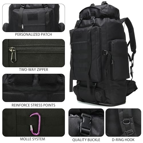 Hiking Backpack for Men 70L/100L Camping Backpack Military Rucksack Molle 3 Days Assault Pack for Climbing | Camping Backpack - color: 100l-black