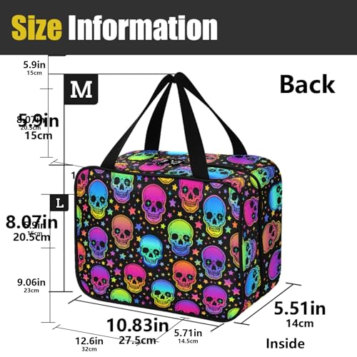 MNSRUU Hanging Toiletry Bags for Women Travel, Gothic Bright Skulls Toiletry Organizer Portable Travel Toiletry Bags Clear Wash Bags Makeup Bag Cosmetic Bag - color: Skulls 197