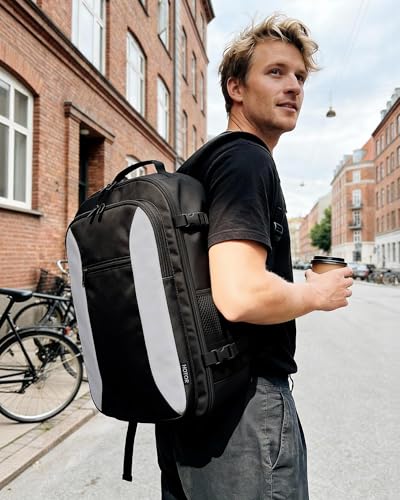 HOTOR Travel Backpack - TSA-Friendly Carry-On Backpack for Men & Women, Internal Luggage Straps & Waterproof Pocket, Perfect for Travel Essentials, Work, Commuting, 16.9" x 11.4" x 7.9", Black - size: 16.9" X 11.4" X 7.9"