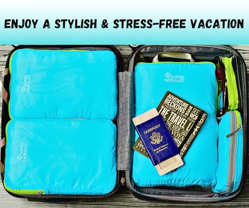 SUITEDNOMAD Ultralight Compression Packing Cubes Set, Suitcase and Backpack Travel Organizer Bags (Turquoise, 7Piece) - color: Turquoise, size: 7Piece