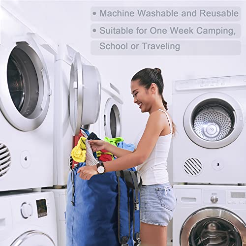 BeeGreen Laundry-Bag-Backpack-Heavy-Duty, Royal Blue Nylon Drawstring Portable Laundry Backpack Tall Foldable Extra Large Dirty Clothes Travel Bag with Handle College Dorm Apartment Essentials - color: Royal Blue, style: With Front Zipper Pocket