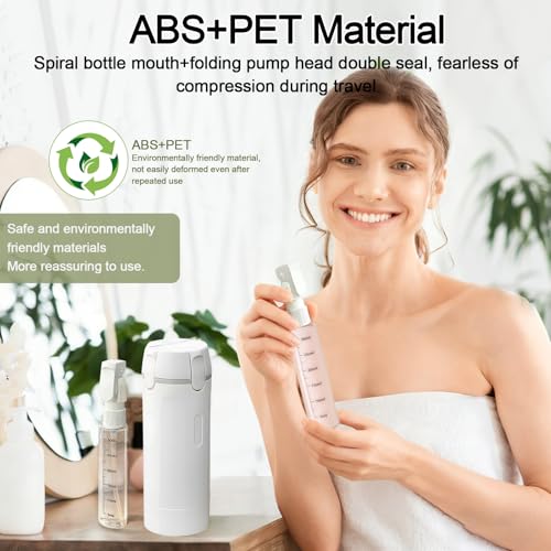 4 in 1 Travel Dispenser Bottles Refillable,Travel Shampoo and Conditioner Bottles,No Spill Space Saving Compact,for Vacation Business Trip(White - color: white