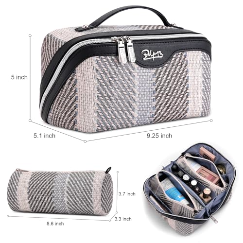 BOYATU Travel Makeup Bag Cosmetic Bag for Women: 3 Pcs Set Make up Bag with Compartments - Waterproof Vegan Leather Toiletry Bags with Handle - Makeup Organizer for Travel Essentials(C-4-Black) - color: C-4-Black
