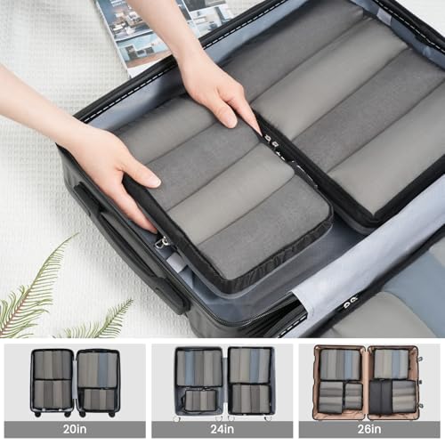BAGAIL 6 Set Ultralight Compression Packing Cubes Packing Organizer for Travel Accessories Luggage Suitcase Backpack - color: Jet Black70D, style: Mesh Pattern
